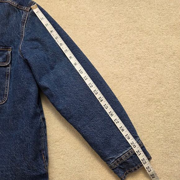 Old Navy Women's L Denim Sherpa Lined Jean Jacket Button Up Pockets Blue - Picture 12 of 16